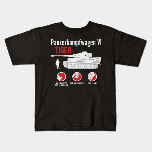 German heavy tank Pz-VI Tiger Kids T-Shirt by FAawRay